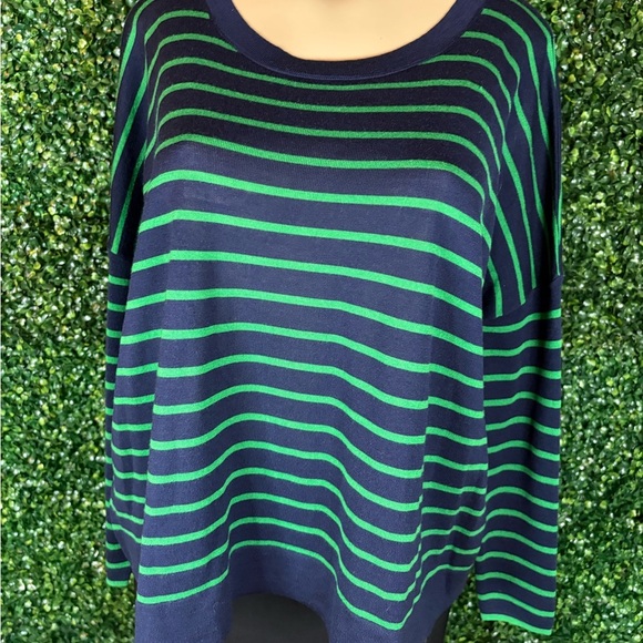J Crew Striped Drop-Shoulder Pullover 100% Merino Wool Size S - Picture 2 of 12